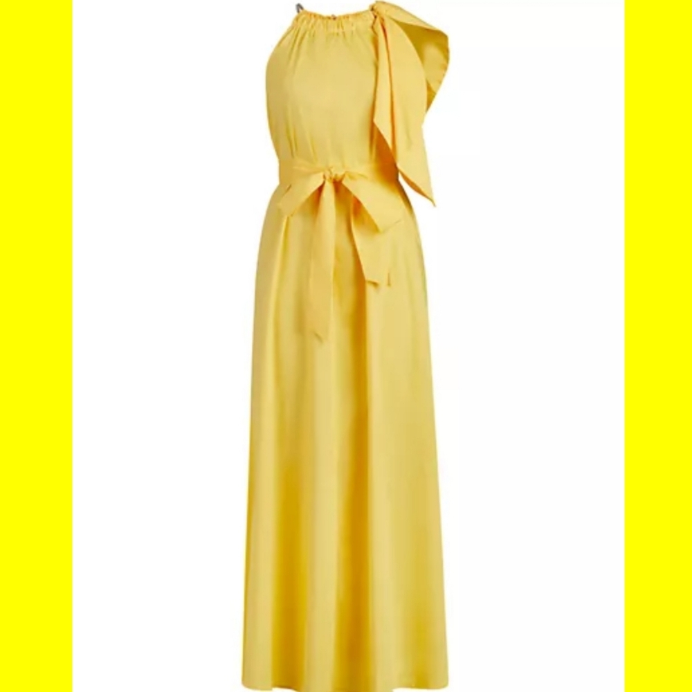 New, Halter Maxi Dress, Green, Yellow